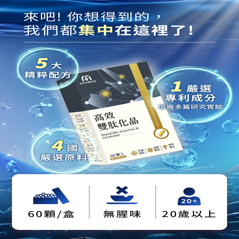 MIHONG® 高效雙肽化晶 (60顆/盒)