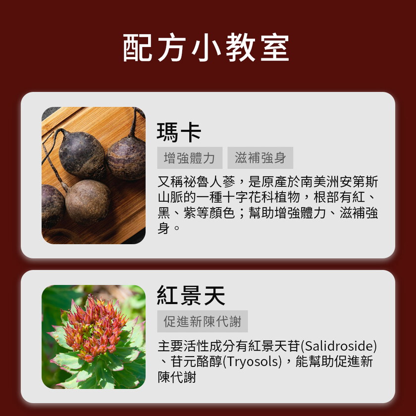 MIHONG®紅景天老虎蔘B群瑪卡（30顆/袋）