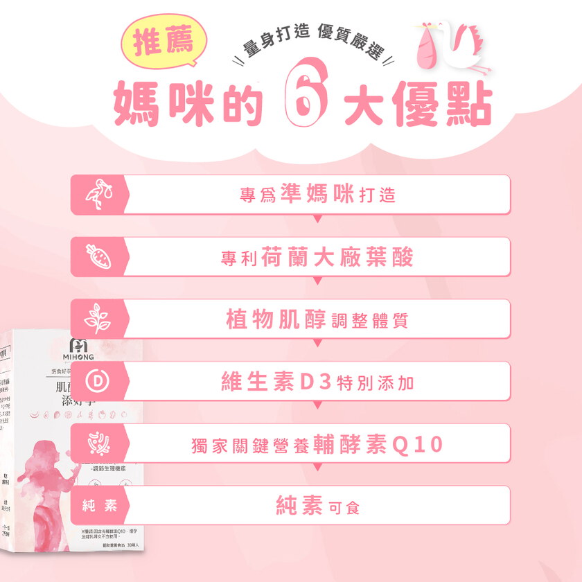 MIHONG® 肌醇葉酸添好孕(30顆/盒) - 蔬食好孕媽咪系列 - 備孕適用