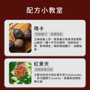 MIHONG®紅景天老虎蔘B群瑪卡（30顆/袋）